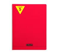 Calligraphe 18293Cpack Un lot de 5 Cahiers Agrafés Rouges (une Marque de Clairefontaine) - 24x32 cm - 140 Pages Grands Carreaux - Papier Blanc 90 g - Couverture Polypro Transparent