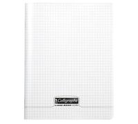 Calligraphe 18341C Un Cahier Agrafé Incolore (une Marque de Clairefontaine) - 17x22 cm - 192 Pages Petits Carreaux - Papier Blanc 90 g - Couverture Polypro Transparent