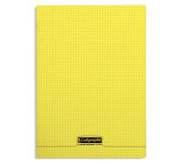 Calligraphe 18384C Un Cahier Agrafé Jaune (une Marque de Clairefontaine) - 24x32 cm - 96 Pages Petits Carreaux - Papier Blanc 90 g - Couverture Polypro Transparent