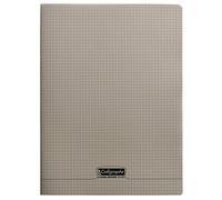 Calligraphe 18386C Un Cahier Agrafé Gris (une Marque de Clairefontaine) - 24x32 cm - 96 Pages Petits Carreaux - Papier Blanc 90 g - Couverture Polypro Transparent