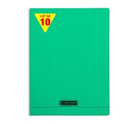 Calligraphe 18386C Un Lot de 10 Cahiers Agrafés Gris (une Marque de Clairefontaine) - 24x32 cm - 96 Pages Petits Carreaux - Papier Blanc 90 g - Couverture Polypro Transparent