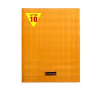 Calligraphe 18388C Un Lot de 10 Cahiers Agrafés Oranges (une Marque de Clairefontaine) - 24x32 cm - 96 Pages Petits Carreaux - Papier Blanc 90 g - Couverture Polypro Transparent