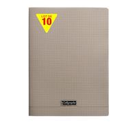 Calligraphe 18476Cpack Un lot de 10 Cahiers Agrafés Gris (une Marque de Clairefontaine) - 24x32 cm - 48 Pages Petits Carreaux - Papier Blanc 90 g - Couverture Polypro Transparent