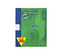 Calligraphe 2148Cpack Lot de 20 Cahiers de Brouillon Agrafés Verts (une Marque de Clairefontaine) - 17x22 cm - 48 Pages Grands Carreaux - Papier 56 g 100% Recyclé - Couverture Carte Offset