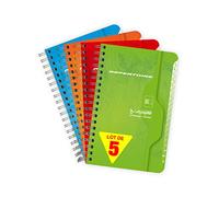 Calligraphe 237C Lot de 5 Répertoires à Spirale (une Marque de Clairefontaine) - 11x17 cm - 180 Pages Petits Carreaux - Papier Blanc 70 g - Couverture Carte Recyclée Vernie - Couleurs Aléatoires