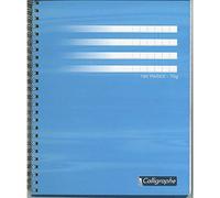 Calligraphe 403C Un Cahier à Spirale (une Marque de Clairefontaine) - 17x22 cm - 180 Pages Grands Carreaux - Papier Blanc 70 g - Couverture Carte Recyclée Vernie - Couleur Aléatoire