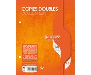 Calligraphe 5050C Un Paquet de Copies Doubles Perforées sous Film (une Marque de Clairefontaine) - 17x22 cm - 120 Pages Grands Carreaux - Papier 70 g