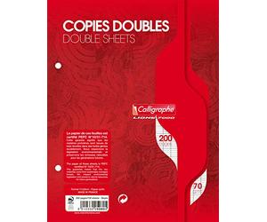 Calligraphe 5080C Un Paquet de Copies Doubles Perforées sous Film (une Marque de Clairefontaine) - 17x22 cm - 200 Pages Grands Carreaux - Papier 70 g