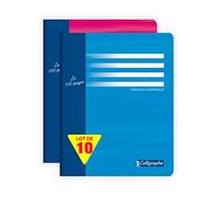 Clairefontaine Calligraphe 5422Cpack Lot de 10 Cahiers Essai Agrafés (une Marque de Clairefontaine) - 17x22 cm - 96 Pages Grands Carreaux - Papier 56 g - Couverture Carte Offset - Couleurs Aléatoires