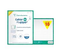 Clairefontaine 66710Cpack Un Lot de 10 Cahiers Magiques Agrafés - 17x22 cm - 48 Pages Quadrillées 10x10 mm avec Marge - Papier Blanc 90 g - Couvertures Ardoise Double-Face Effaçables à Sec