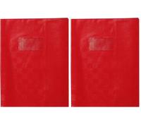 Calligraphe 71103AMZC Un Protège-Cahier Grain Madras Rouge - 17x22 cm - 22/100ème avec Porte-Étiquette et Marque-Pages - PVC Opaque (Lot de 2)
