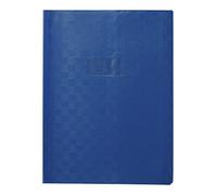 Calligraphe 71302AMZC Un Protège-Cahier Grain Madras Bleu - 24x32 cm - 22/100ème avec Porte-Étiquette et Marque-Pages - PVC Opaque
