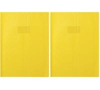 Calligraphe 71304AMZC Un Protège-Cahier Grain Madras Jaune - 24x32 cm - 22/100ème avec Porte-Étiquette et Marque-Pages - PVC Opaque (Lot de 2)