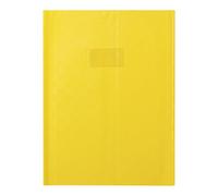 Calligraphe 71304AMZC Un Protège-Cahier Grain Madras Jaune - 24x32 cm - 22/100ème avec Porte-Étiquette et Marque-Pages - PVC Opaque