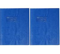 Calligraphe 72002AMZC Un Protège-Cahier Grain Cuir Bleu victoria - 17x22 cm - 22/100ème avec Porte-Étiquette - PVC Opaque (Lot de 2)