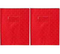 Calligraphe 72013C Un Protège-Cahier Grain Losange Rouge - 17x22 cm - 18/100ème avec Porte-Étiquette - PVC Opaque (Lot de 2)