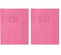 Calligraphe 72019AMZC Un Protège-Cahier Grain Losange Rose - 17x22 cm - 18/100ème avec Porte-Étiquette - PVC Opaque (Lot de 2)