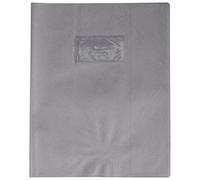 Calligraphe 72113AMZC Un Protège-Cahier Grain Cuir Gris - 17x22 cm - 22/100ème avec Porte-Étiquette - PVC Opaque