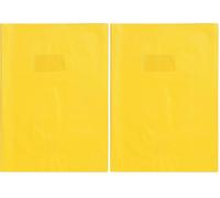 Calligraphe 72204C Un Protège-Cahier Grain Cuir Jaune soleil - A4 21x29,7 cm - 22/100ème avec Porte-Étiquette - PVC Opaque (Lot de 2)