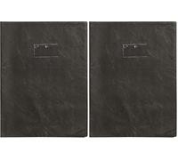 Calligraphe 72207AMZC Un Protège-Cahier Grain Cuir Noir - A4 21x29,7 cm - 22/100ème avec Porte-Étiquette - PVC Opaque (Lot de 2)