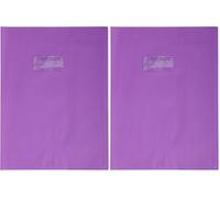Calligraphe 72406AMZC Un Protège-Cahier Grain Cuir Violet - 24x32 cm - 22/100ème avec Porte-Étiquette - PVC Opaque (Lot de 2)