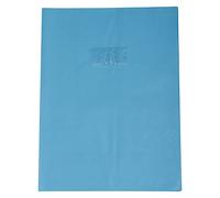 Calligraphe 72410AMZC Un Protège-Cahier Grain Cuir Bleu clair - 24x32 cm - 22/100ème avec Porte-Étiquette - PVC Opaque