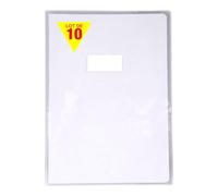 Calligraphe 73201Cpack Un Lot de 10 Protège-Cahiers Cristal Incolores - A4 21x29,7 cm - 12/100ème avec Porte-Étiquette - PVC Transparent Lisse