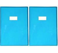 Calligraphe 73202AMZC Un Protège-Cahier Cristalux Bleu - A4 21x29,7 cm - 22/100ème avec Porte-Étiquette - PVC Transparent Lisse (Lot de 2)