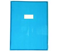 Calligraphe 73402AMZC Un Protège-Cahier Cristalux Bleu - 24x32 cm - 22/100ème avec Porte-Étiquette - PVC Transparent Lisse