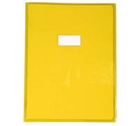 Calligraphe 73404AMZC Un Protège-Cahier Cristalux Jaune - 24x32 cm - 22/100ème avec Porte-Étiquette - PVC Transparent Lisse