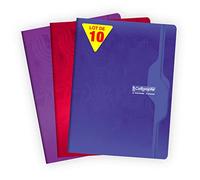 Calligraphe 7496C Lot de 10 Cahiers Agrafés (une Marque de Clairefontaine) - 24x32 cm - 140 Pages Grands Carreaux - Papier Blanc 70 g - Couverture Carte Recy Vernie - Couleurs Aléatoires