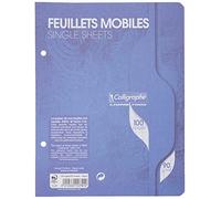 Clairefontaine - Feuille mobile blanche 17x22 Seyes 90g - Sachet de 50 G