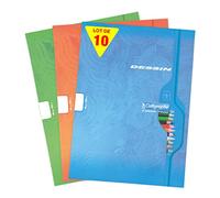 Calligraphe 7554Cpack Lot de 10 Cahiers de Dessin (une Marque de Clairefontaine) - 24x32 cm - 48 Pages Unies Blanches - Papier Dessin 120 g - Couverture Carte - Couleurs Aléatoires