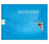 Calligraphe 7556C Un Album Dessin Agrafé Multicolore (une Marque de Clairefontaine) - Format Paysage 32x25 cm - 48 Pages Unies Colorées (12 Pages x 4 Couleurs) - Papier 80 g - Couverture Carte Offset