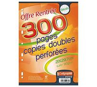 Calligraphe 9233C (gamme scolaire Clairefontaine) - Un paquet de copies doubles perforées sous film - A4 21x29,7 cm - 300 pages Grands carreaux - papier blanc 90g - Pour Classeur 32x26 cm minimum