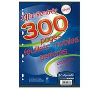 Calligraphe 9333C (gamme scolaire Clairefontaine) - Un paquet de Feuillets Mobiles sous film - A4 21x29,7 cm - 300 pages Grands carreaux - papier blanc 90g - Pour Classeur 32x26 cm minimum