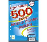 Calligraphe 9353C (gamme scolaire Clairefontaine) - Un paquet de Feuillets Mobiles sous film - A4 21x29,7 cm - 500 pages Grands carreaux - papier blanc 90g - Pour Classeur 32x26 cm minimum