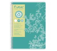 Calligraphe Cahier à spirale Forever A4 21 x 29,7 cm - 80g - Papier recyclé & certifié - Ligné 8 mm - 180 pages