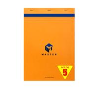 Calligraphe 10704Cpack Un Lot de 5 Blocs Master Agrafés en Tête Oranges (une Marque de Clairefontaine) - A4 21x29,7 cm - 100 Feuilles Petits Carreaux - Papier 70 g - Couverture Carte Enduite