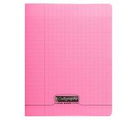 Calligraphe 18121C Un Cahier Agrafé Rose (une Marque de Clairefontaine) - 17x22 cm - 96 Pages Grands Carreaux - Papier Blanc 90 g - Couverture Polypro Transparent