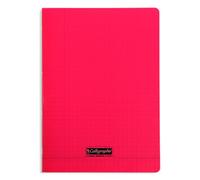 Calligraphe 18133C Un Cahier Agrafé Rouge (une Marque de Clairefontaine) - A4 21x29,7 cm - 96 Pages Grands Carreaux - Papier Blanc 90 g - Couverture Polypro Transparent