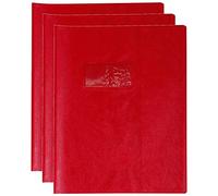 Calligraphe 72003AMZC Un Protège-Cahier Grain Cuir Rouge groseille - 17x22 cm - 22/100ème avec Porte-Étiquette - PVC Opaque