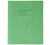 Calligraphe 72111AMZC Un Protège-Cahier Grain Cuir Vert clair - 17x22 cm - 22/100ème avec Porte-Étiquette - PVC Opaque
