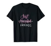 Calligraphie humoristique Just Married Strikethrough Friends Rose T-Shirt