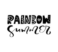 calligraphie lettrage pinceau arc-en-ciel été dessiné à la main phrase isolée Stickers muraux en vinyle 34x66.5cm Personnalisation Noir