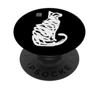 Calligraphie Minimaliste Chat Japonais Coup de Pinceau Abstrait PopSockets PopGrip Adhésif