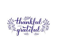 calligraphie reconnaissante et reconnaissante lettrage à la main Stickers lettrage 48x106.9cm Décoration de carrosserie Bleu foncé