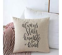 Calligraphie, Restez Humble Et Bienveillant, Phrase Inspirante, Citation Amusante, Panneaux, Symboles, Écriture Abstraite Housses De Coussins Luxe Taie Oreiller Doux Housse Coussin pour 45X45Cm