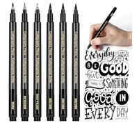 Calligraphie Stylo calligraphie, 6 feutre calligraphie écriture kit, noir encre feutres pinceaux, stylo de lettrage pour bullet journal, illustration, signature et calligraphie enfant apprendre