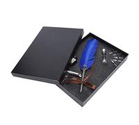 Calligraphie vintage Quill Pen Set Feather Writing Dip Sty Styl Stamp Antique Gift pour les élèves enseignants (Bleu)
